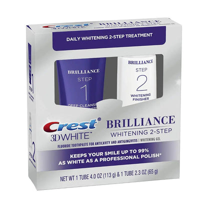 Dentifricio Crest 3D White Brilliance Whitening 2-Step (113g) & (65g)