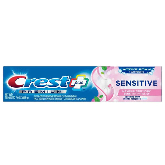 Dentifricio Crest Premium Plus Sensitive Maximum Strenght Sensivity Relief Soothing Mint 198g