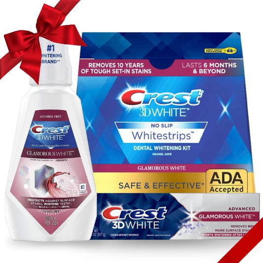 Set natalizio Crest 3D White: strisce, dentifricio e liquido Glamorous