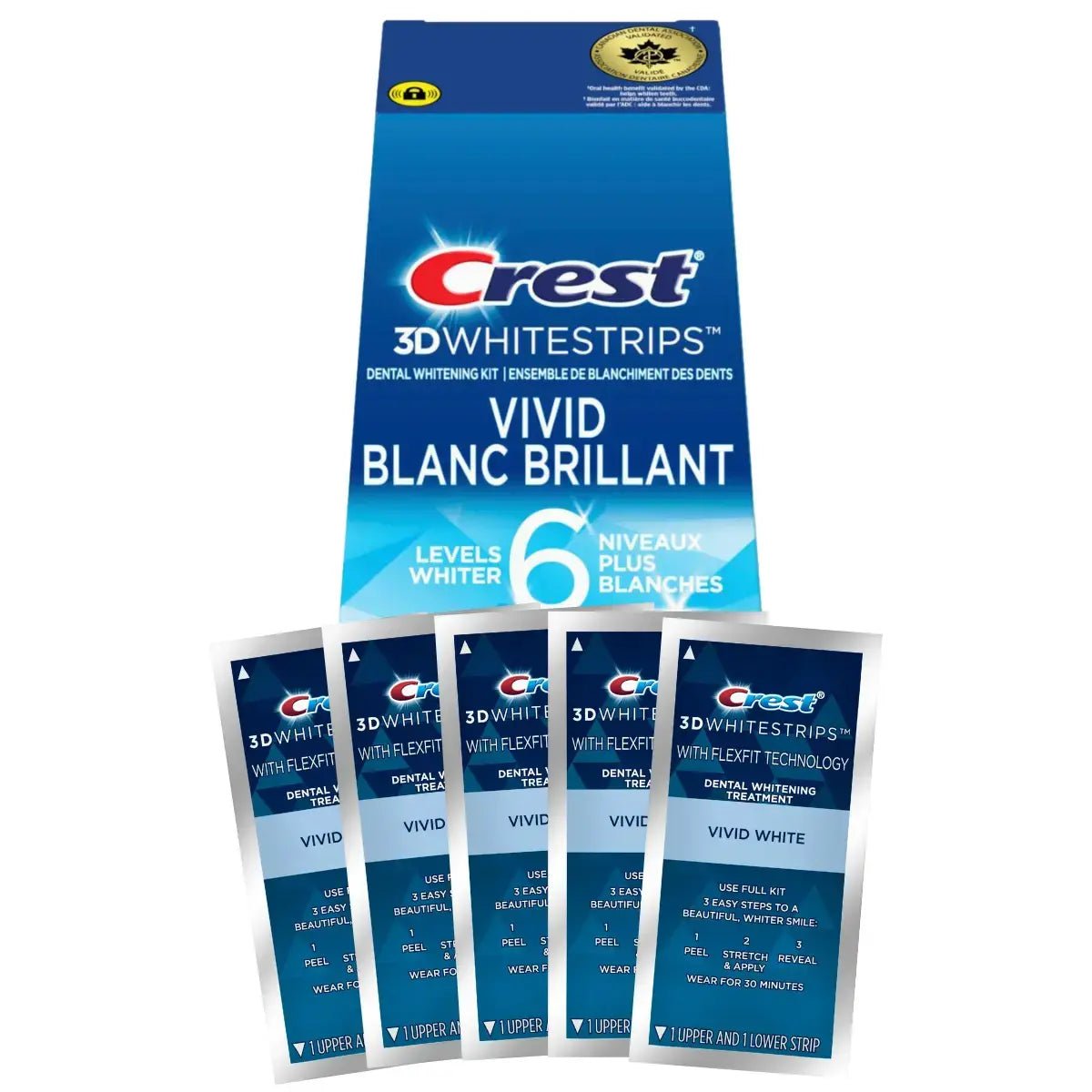 Strisce sbiancanti Crest Vivid Blanc Brillant 6 Levels Whiter Whitestrips